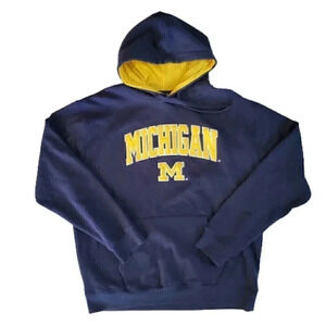Men's Uni STADIUM ATHLETICS Navy Blue Michigan Hoodie Sweatshirt SZ XL Spellout